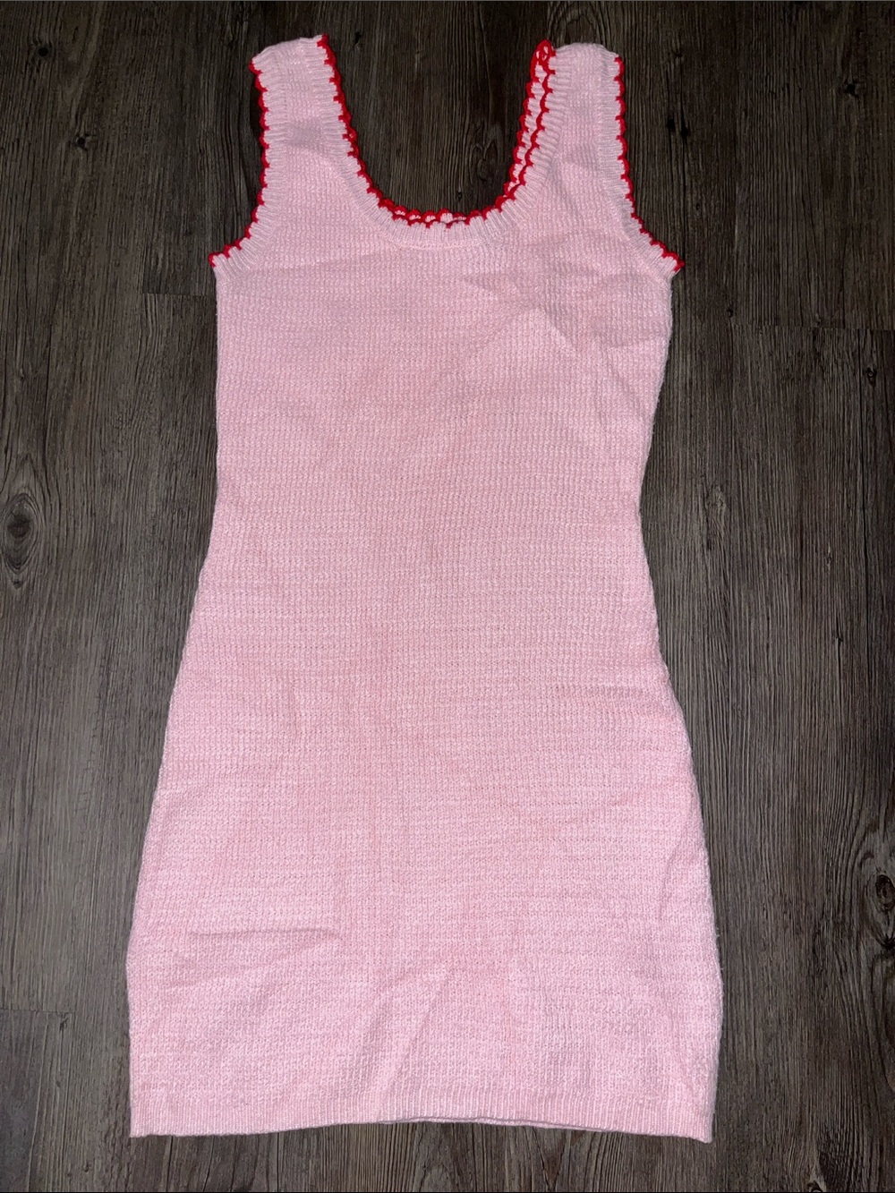 SAYLOR Pink Knit Mini Dress with Red Trim